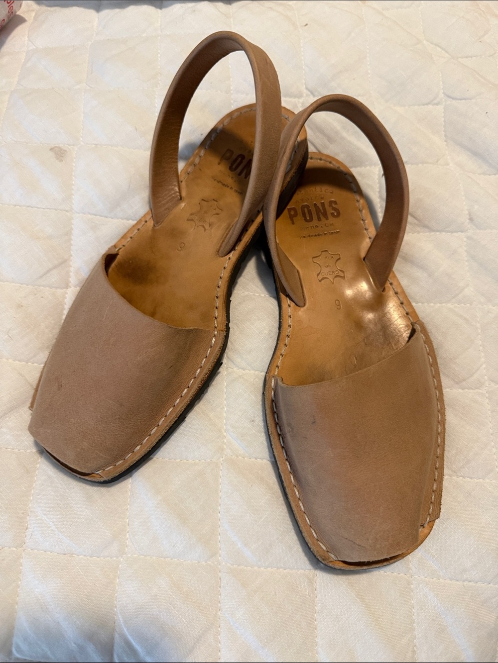PONS Women’s Tan Leather Slingback Sandals